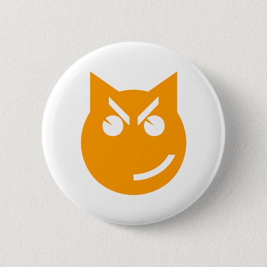 Kat met grijnzende emoji ronde button 5,7 cm (Voorkant)