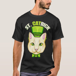 Kat met groene lijn en cilindervormig Pet St. T-shirt