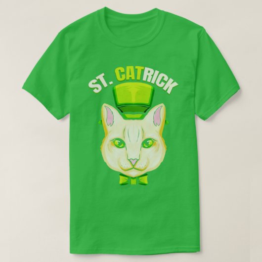 Kat met groene lijn en cilindervormig Pet St. T-shirt (Design voorkant)
