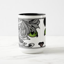Kat met groene ogen mok