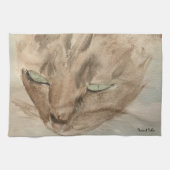 Kat met groene ogen Tea Towel Theedoek (Horizontaal)