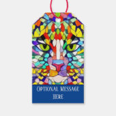 Kat met groene ogen - Vele kleuren verven blik Cadeaulabel (Voorkant)