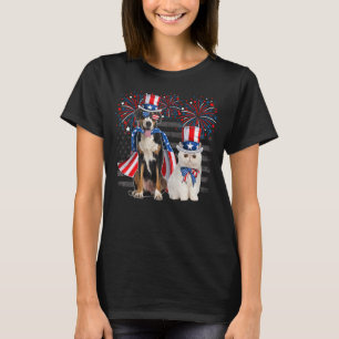 Kat met Groot Zwitsers Berg Zonnebril Amerika T-shirt
