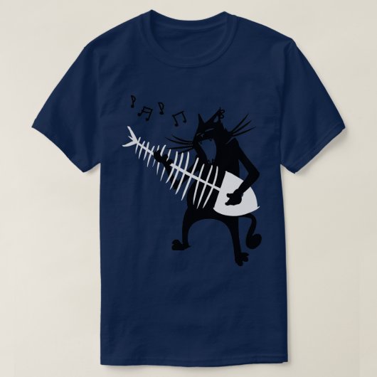 Kat met Guitar Music Lover Rock Roll Kerstmis T-shirt (Design voorkant)
