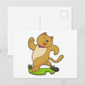 Kat met halsketting op loopband briefkaart (Voorkant / Achterkant)