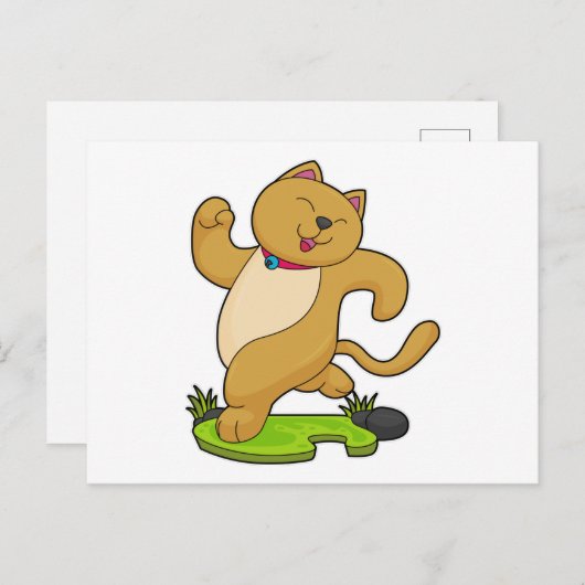 Kat met halsketting tijdens hardlopen briefkaart (Voorkant / Achterkant)