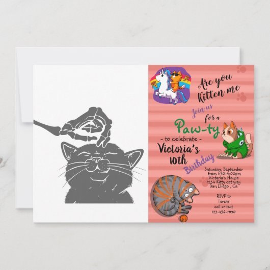 Kat met hand van menselijk skelet - Kies achterkle Kaart (Voorkant)