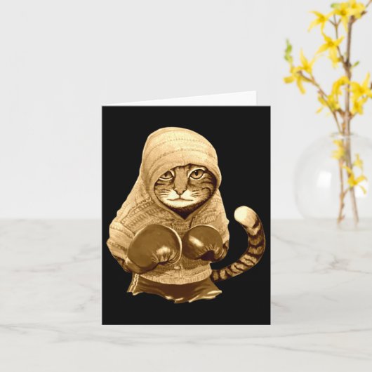 Kat met handschoenen kaart (Gele Bloem)