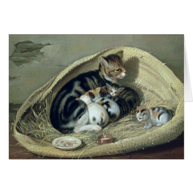 Kat met Hare Kittens in een mandje, 1797 (Voorkant Horizontaal)