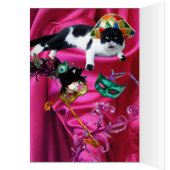 KAT MET HARLEQUIN PET EN MASKERADE PARTIJMASKERS (Binnen (Links))