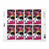 KAT MET HARLEQUIN PET EN MASKERADE PARTIJMASKERS ETIKET (Full Sheet)