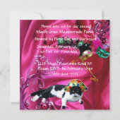 KAT MET HARLEQUIN PET EN MASKERADE PARTIJMASKERS KAART (Achterkant)