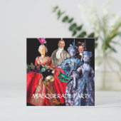 KAT MET HARLEQUIN PET EN MASKERADE PARTIJMASKERS KAART (Staand voorkant)