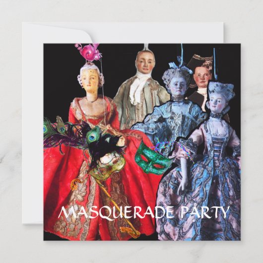 KAT MET HARLEQUIN PET EN MASKERADE PARTIJMASKERS KAART (Voorkant)