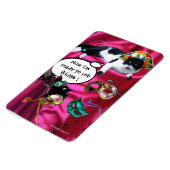 KAT MET HARLEQUIN PET EN MASKERADE PARTIJMASKERS MAGNEET (Linkerzijde)