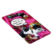 KAT MET HARLEQUIN PET EN MASKERADE PARTIJMASKERS MAGNEET (Rechterzijde)