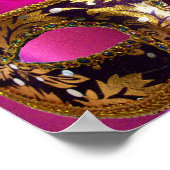 KAT MET HARLEQUIN PET EN MASKERADE PARTIJMASKERS POSTER (Hoek)