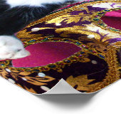 KAT MET HARLEQUIN PET EN MASKERADE PARTIJMASKERS POSTER (Hoek)