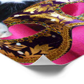 KAT MET HARLEQUIN PET EN MASKERADE PARTIJMASKERS POSTER (Hoek)