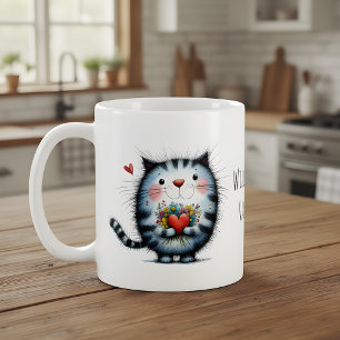 Kat met Hart, Bloemen Wil je mijn Valentijn zijn? Koffiemok
