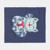 Kat met hart in de liefde blauw kat fleece deken (Voorkant (Horizontaal))