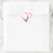 Kat met hart lint ronde sticker (Tas)