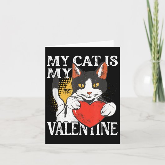 Kat Met Hart Mijn Kat Is Mijn Valentijn Kaart (Voorkant)