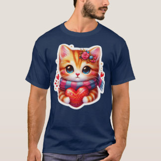 kat met hart schattige dieren Valentijnsdag TShirt