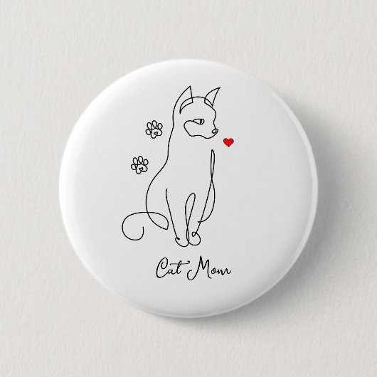 Kat met hartbadge ronde button 5,7 cm (Voorkant)