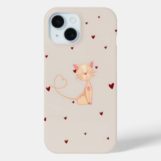 Kat met harten iPhone 15 case