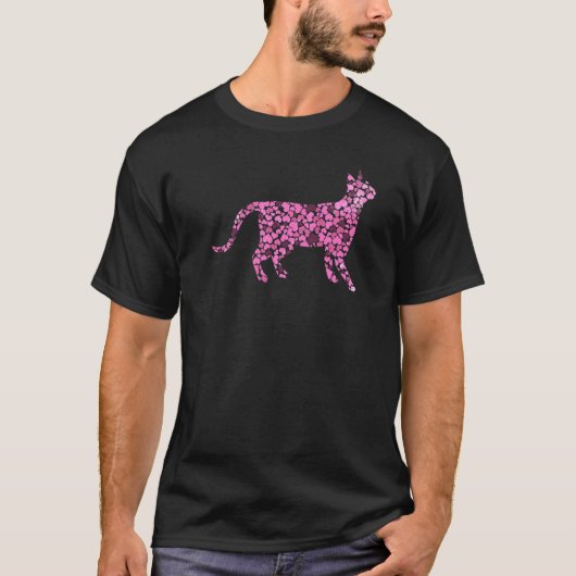 kat met hartjes retro kat t-shirt (Voorkant)