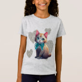 Kat met hartjes T-shirt (Voorkant)
