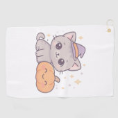 Kat met heks Pet en lachende pompoen Schattige Spo Golfhanddoek (Horizontaal)