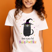 Kat met heks pet Heb een puur-effect Halloween sch T-shirt