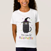 Kat met heks pet Heb een puur-effect Halloween sch T-shirt (Voorkant)
