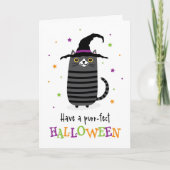 Kat met heks pet heeft een purr-fect Halloween Kaart (Voorkant)