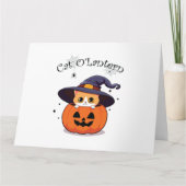 Kat met heks pet in Halloween Jack-O-Lantern Bedankkaart (Voorkant)