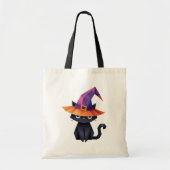 Kat met heks Pet Snoep Canvas tas (Voorkant)
