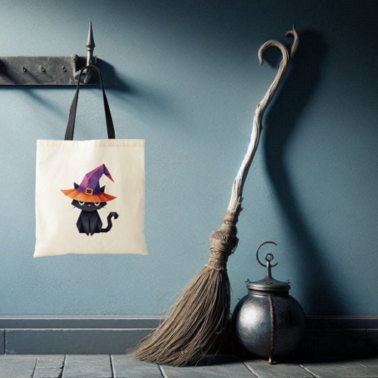 Kat met heks Pet Snoep Canvas tas