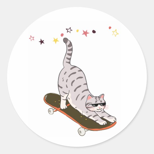 Kat met het bord ronde sticker (Voorkant)