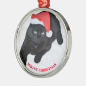 Kat met het Rode Pet van de Kerstman Metalen Ornament (Links)