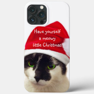 Kat met Hoesje-Mate iPhone voor het Pet van Santa Case-Mate iPhone Case