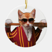 Kat met honkbalknuppel keramisch ornament (Voorkant)