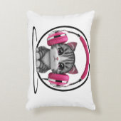 Kat met hoofdtelefoon decoratief kussen (Voorkant(Verticaal))