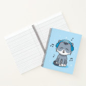 Kat met hoofdtelefoon hoefbeeld (8,5 x 11) notitieboek (Binnen)