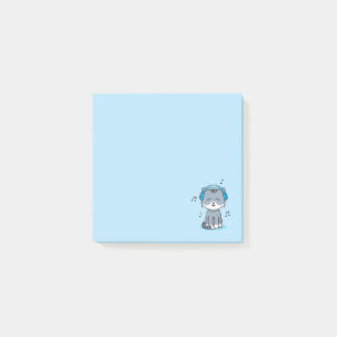 Kat met hoofdtelefoon Post it Notes/Blue Post-it® Notes