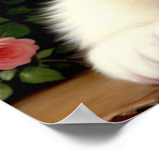 Kat met hoofdtelefoon -  schilderen. poster (Hoek)