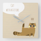 Kat met houding vierkante klok (Voorkant)