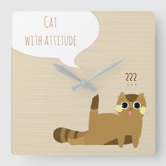 Kat met houding vierkante klok (Voorkant)