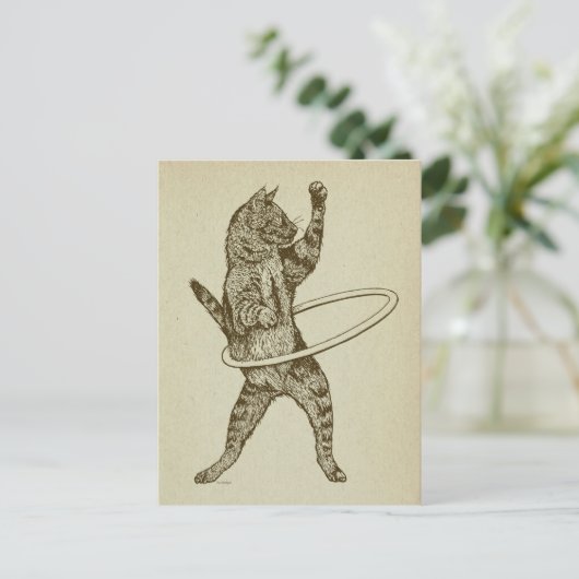 Kat met Hula Hoop Briefkaart (Staand voorkant)